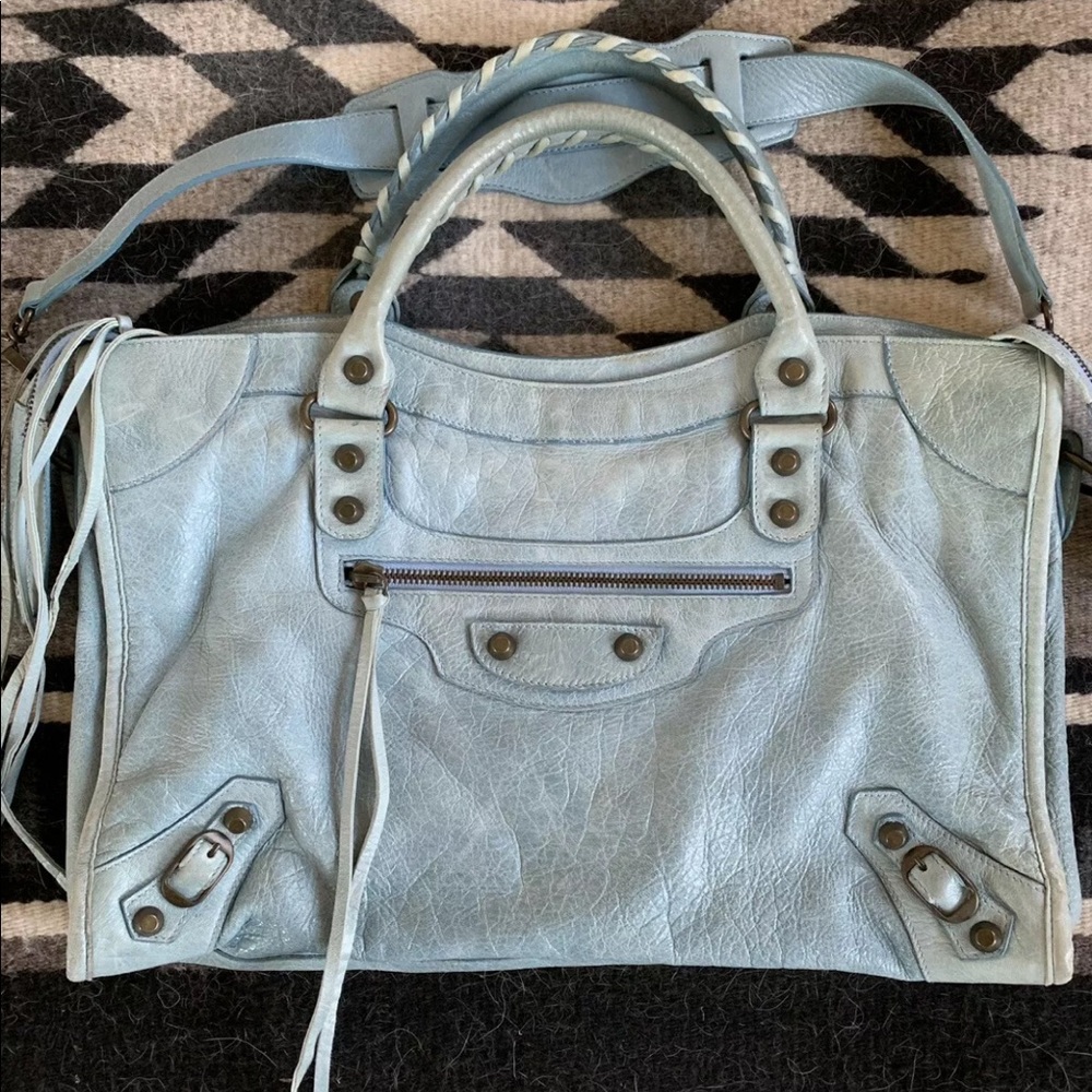 2005 Balenciaga sky blue city bag pre loved